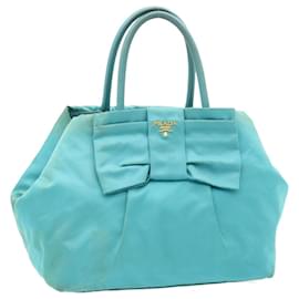 Prada-PRADA Hand Bag Nylon Blue Auth yk3361-Blue