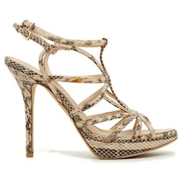 Dior Python Leder Sandalen Beige 37.5 Beige