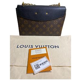 Louis Vuitton Saint Placide Handbag Black Leather Black