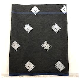 Acne-[Used] Acne Studios Acne Studios Neck Warmer Neck Guard Neck Wrap Snood Gray OS 50cm Reflective Logo Face Logo Thin Nylon Winter Wear Outdoor Casual Men's-Grey,Navy blue