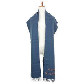 [Used] Acne Studios Acne Studios Wool Fringe Logo Embroidery Muffler Plain Unisex NAVY ONE Navy blue