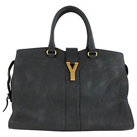 Yves Saint Laurent YSL Schwarze Cabas Chyc Ligne Leder-Einkaufstasche Schwarz