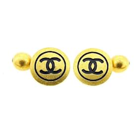 Chanel-[Used] Chanel Cufflinks Vintage Coco Mark Gold x Black Gold Material CHANEL [Chanel]-Black,Golden