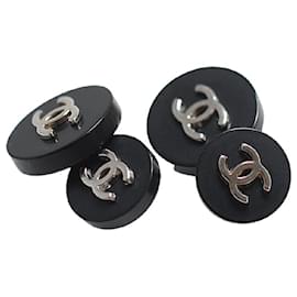 Chanel-[Used] Chanel CHANEL Coco Mark Cufflinks Round Black x Silver Color-Black,Silvery
