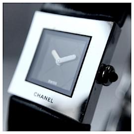 Chanel-[Used] 	 CHANEL Chanel Matrasse [Watch] CHANEL Chanel Matrasse SS Leather Belt Quartz Battery Replaced-Black,Silvery