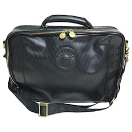Versace-[Used] VERSACE Versace Sunburst 2WAY Handbag Business Bag Leather Men's Black-Black,Golden,Metallic