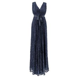 Abito lungo CH Carolina Herrera in pizzo blu navy Blu