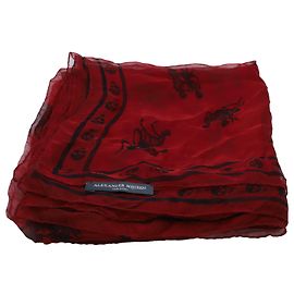 Bufanda con estampado de esqueleto en seda roja de Alexander McQueen Roja