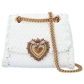 Bolso bandolera Dolce & Gabbana Small Devotion de napa tejida en blanco Blanco