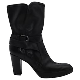 Tod's-Tod's Buckle Boots in Black Leather-Black