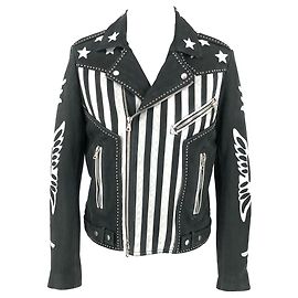 Balmain jacket in black suede with white stars Black