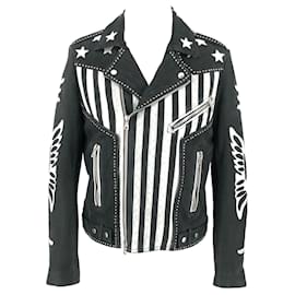 Balmain-Balmain jacket in black suede with white stars-Black