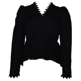 MSGM Bluse mit Cut-Out-Besatz aus schwarzer Baumwolle Schwarz