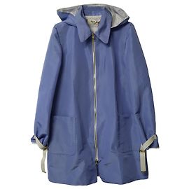 Marni Hooded Overcoat in Blue Polyester Blue