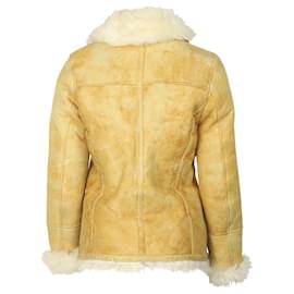 Burberry-Burberry Shearling Jacket in Brown Leather-Brown,Beige