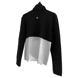 COURREGES-KAPUZENPULLOVER Schwarz Weiß