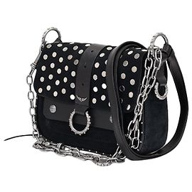 Zadig & Voltaire Kate Suede Bag in Black Leather Black