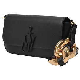JW Anderson Chain Baguette Anchor Bag in Black Leather Black