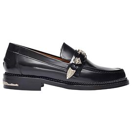 Toga Pulla Loafers in Black Glazed Leather Black