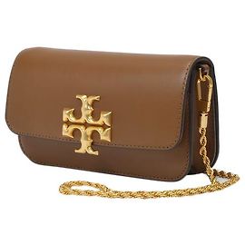 Tory Burch Eleanor Phone Bag in Brown Leather Brown