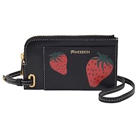 JW Anderson-Zip Card Holder in Black Leather-Black