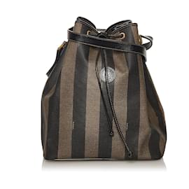 Fendi-Sac seau Fendi Pequin marron-Marron,Multicolore,Marron foncé