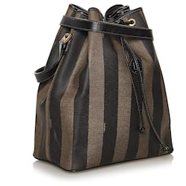Fendi-Sac seau Fendi Pequin marron-Marron,Multicolore,Marron foncé