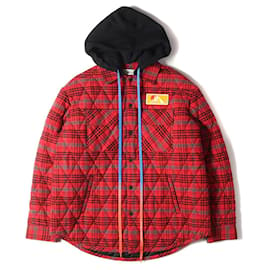Off White-[Used]  OFF-WHITE Off-White Jacket Hooded Oversized Quilted Check Shirt Jacket 19AW Red Black Gray Red Black Gray S Outer Bruzon-Black,Red,Grey