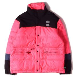 Off White [Used]  OFF-WHITE Off-White Jacket Oversized Nylon Down Jacket PURRER ALL OVER 19AW Pink Black L Outer Bruzon [Men] Black Pink