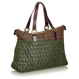 Fendi-Fendi Brown Zucchino Canvas Tote Bag-Brown