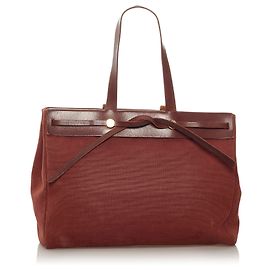 Hermès Hermes Castanho Herbag Cabas MM Marrom Castanho escuro