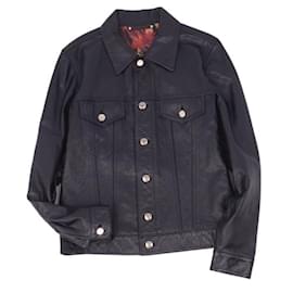 Paul Smith jacket leather jacket lining total pattern outer men's black size M Black