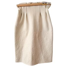 Jupe Kenzo Écru Brodée en Coton et Polyester Autre