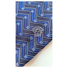 Versace-100% cravate en soie Versace-Bleu