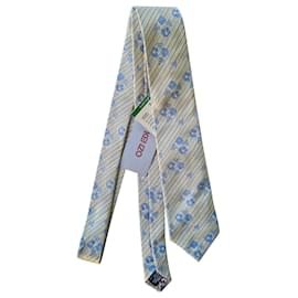 Kenzo-NOVO 100% gravata de seda da Kenzo-Azul,Bege,Amarelo