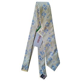 NUEVO 100% corbata de seda de Kenzo Azul Beige Amarillo