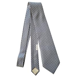 Hermès-100% gravata de seda da Hermes-Azul