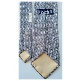Hermès-100% cravate en soie d'Hermès-Bleu