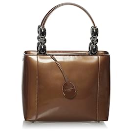 Dior-Dior Brown Malice Patent Leather Handbag-Brown