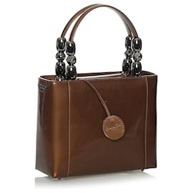 Dior-Dior Brown Malice Patent Leather Handbag-Brown
