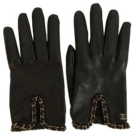 Luvas de Couro Chanel Preto