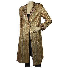 Ella Singh Multicolor Golden Shiny Beaded One Button Midi Coat size 38 Multiple colors