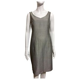 Escada Stunning grey silk wool dress Grey