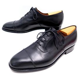 JM WESTON RICHELIEU SCHUHE MIT GERADE ZEHE 300 9.5E 43.5 Breit 44 Schwarzes Leder Schwarz