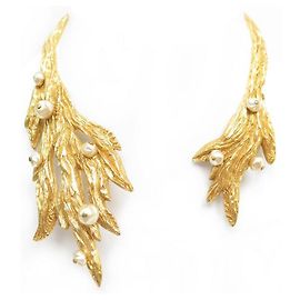 VINTAGE CHRISTIAN LACROIX HALSKETTE CHOCKER BLÄTTER GOLD PERLEN HALSKETTE CHOCKER Golden