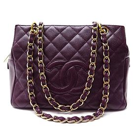 BOLSA DE COMPRAS CHANEL EM COURO CAVIAR BORGONHA BOLSA DE COURO Bordeaux