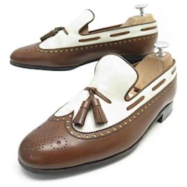 JM Weston-JM WESTON SHOES POMPOM MOCCASINS 6.5E 40.5 Wide 41 Bi-colour leather-Other
