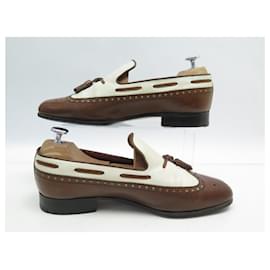 JM Weston-JM WESTON SHOES POMPOM MOCCASINS 6.5E 40.5 Wide 41 Bi-colour leather-Other