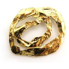 BROCHE VINTAGE YVES SAINT LAURENT EN METAL ORO JOYA MARTILLADA BROCHE JOYA DE METAL Dorado