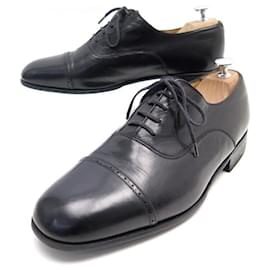 JM Weston-JM WESTON RICHELIEU STRAIGHT TOE SHOES 303 7E 41 Wide 41.5 black leather-Black